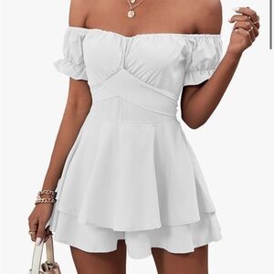 White Puff Sleeve Romper